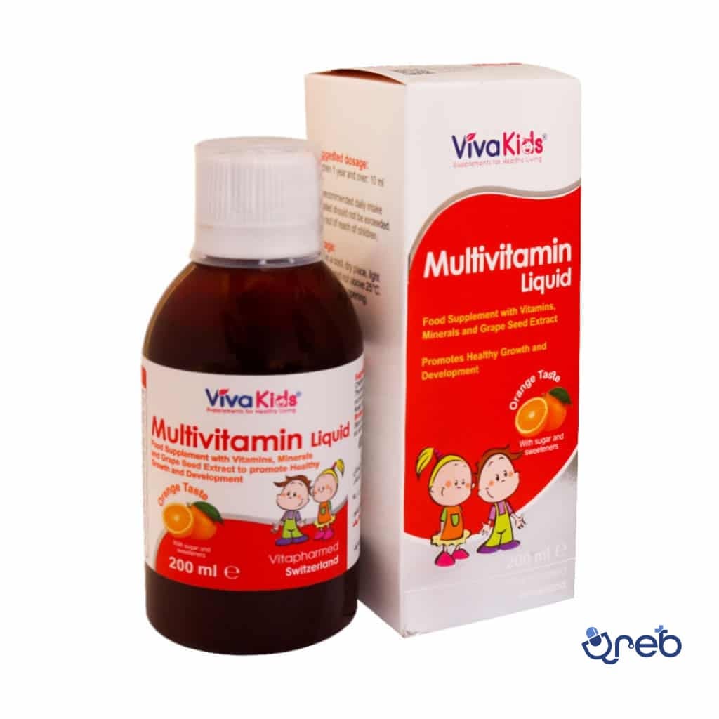 شربت مولتی ویتامین ویواکیدز ۲۰۰ میلی لیتر با طعم پرتقال