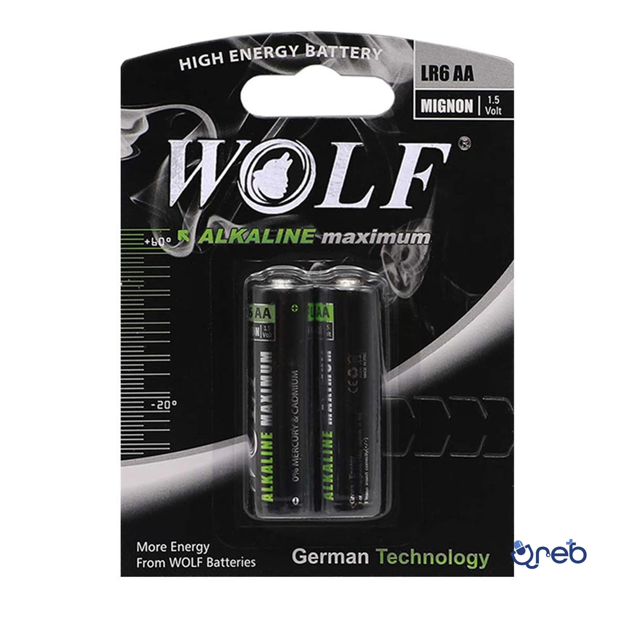 باتری قلمی ولف مدل LR6 بسته ۲ عددی