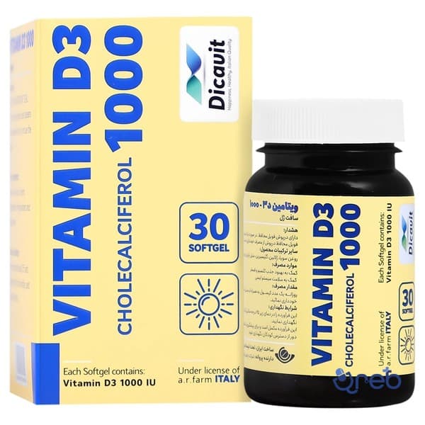 سافت ژل ویتامین د3 دیکاویت 1000 واحد 30 عددی