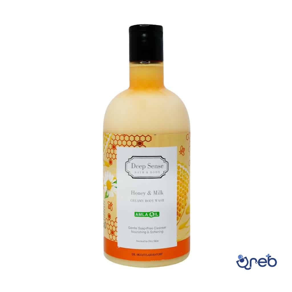 شامپو بدن کرمی شیر و عسل دیپ سنس مناسب پوست نرمال تا خشک 400 میلی لیتر
