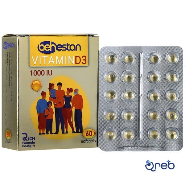 سافت ژل ویتامین د3 ریچ فرمولا 1000 بهستان 60 عددی