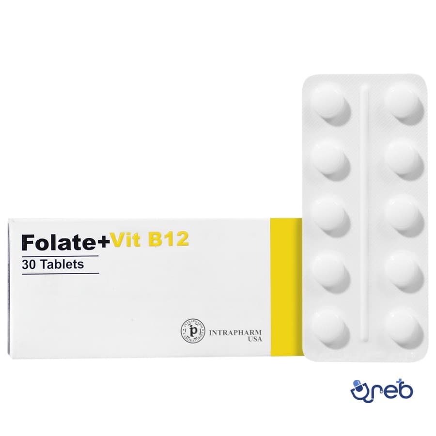 قرص فولات + ویتامین ب 12 اینترافارم 30 عدد
