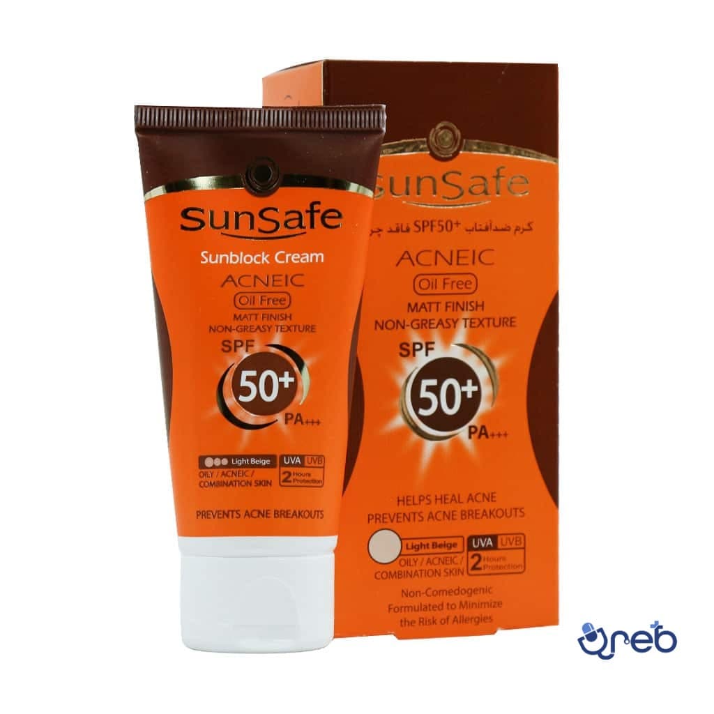 کرم ضد آفتاب SPF50 فاقد چربی سان سیف مناسب پوست های چرب و آکنه ای ۵۰ میلی لیتر