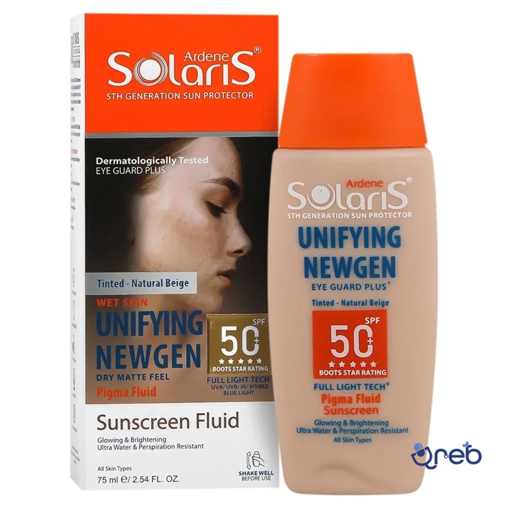 فلوئید ضد آفتاب و روشن کننده (بژ طبیعی) SPF50 آردن سولاریس 75 میلی لیتری