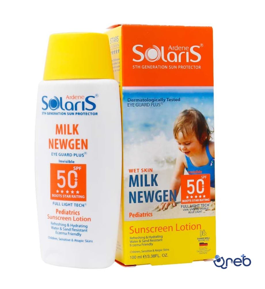 لوسیون ضد آفتاب کودک میلک نیوژن SPF50 سولاریس آردن 100 میلی لیتر