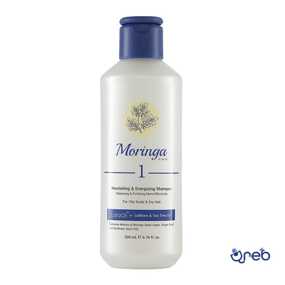  شامپو مغذی و انرژی‌بخش1 مورینگا امو مناسب پوست سر چرب و مو خشک حجم 