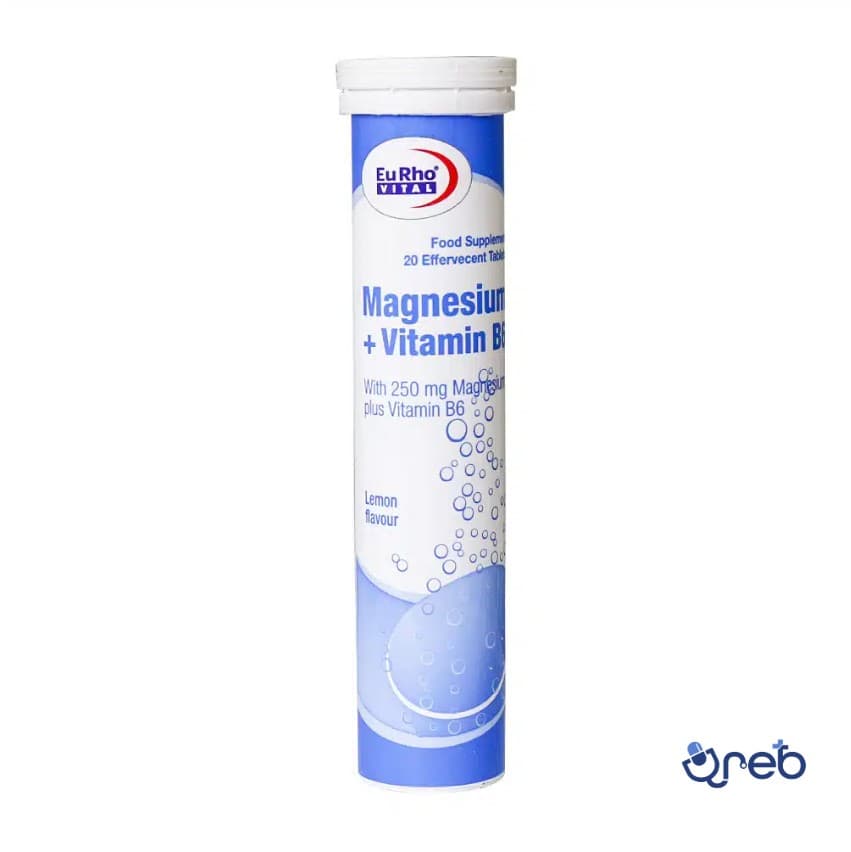 قرص جوشان منیزیم پلاس ویتامین B۶ یوروویتال ۲۰ عددی