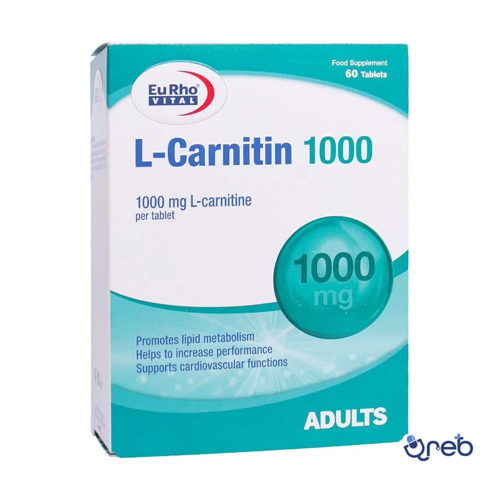 قرص ال کارنیتین ۱۰۰۰ میلی گرم یورویتال ۶۰ عددی