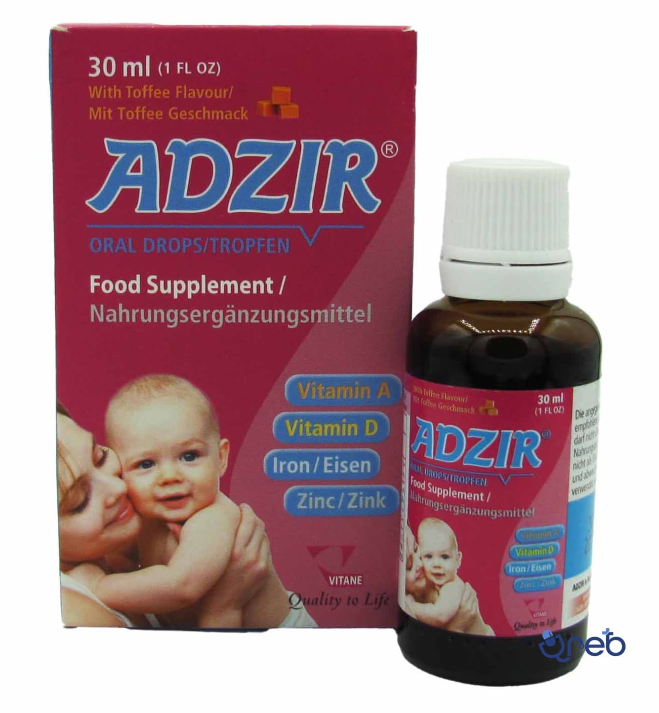 قطره آدزیر ویتان ۳۰ میلی لیتر با طعم کارامل تافی