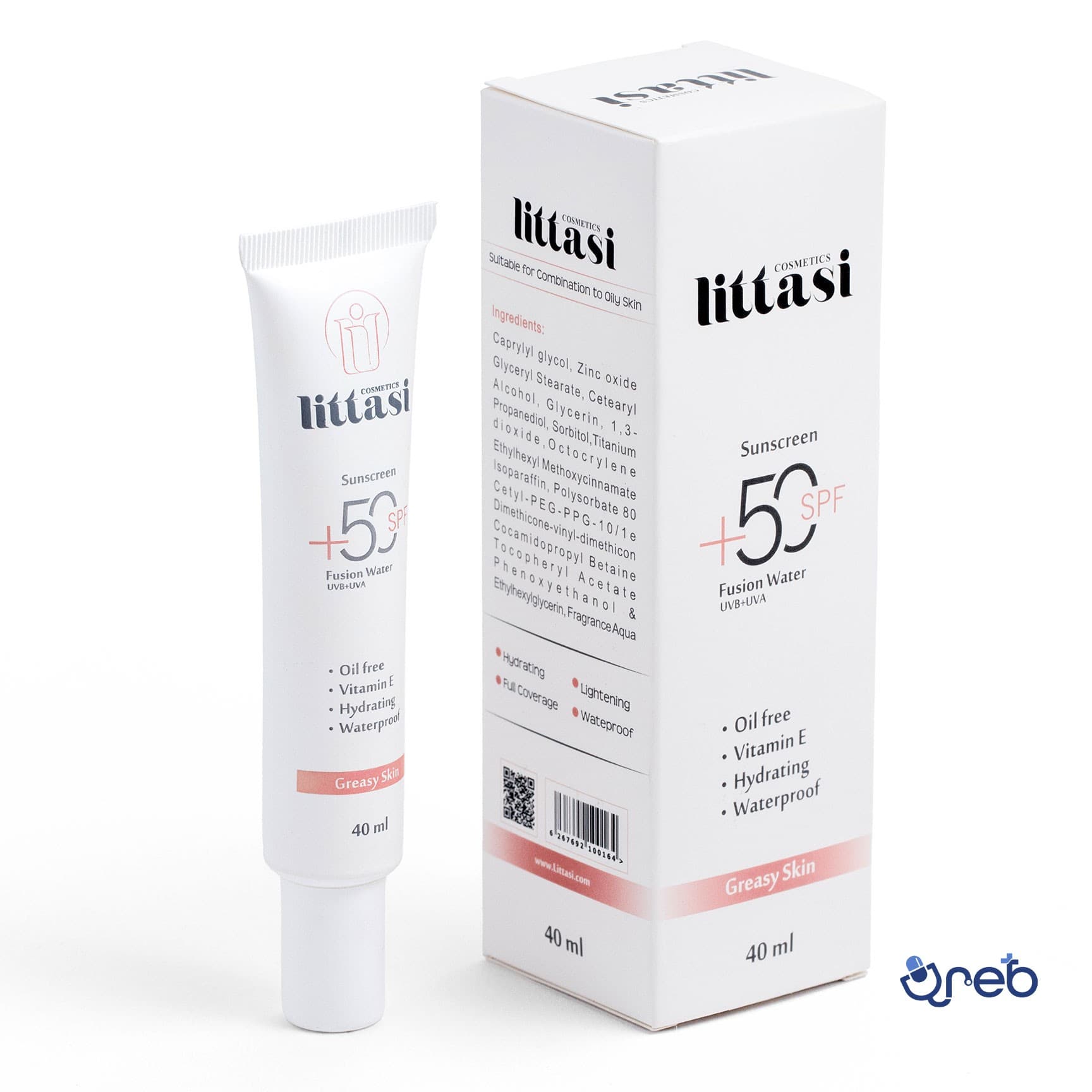 ضد آفتاب بدون رنگ فیوژن واتر مناسب پوست چرب و مختلط SPF+50 لیتاسی 40میلی لیتری