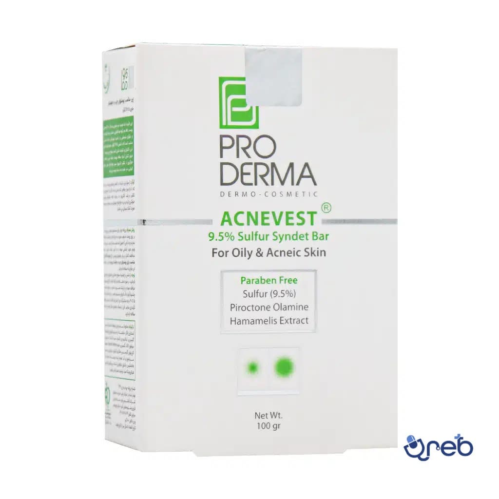 پن حاوی 9.5 درصد گوگرد پرودرما مناسب پوست های چرب و دارای جوش ۱۰۰ گرم