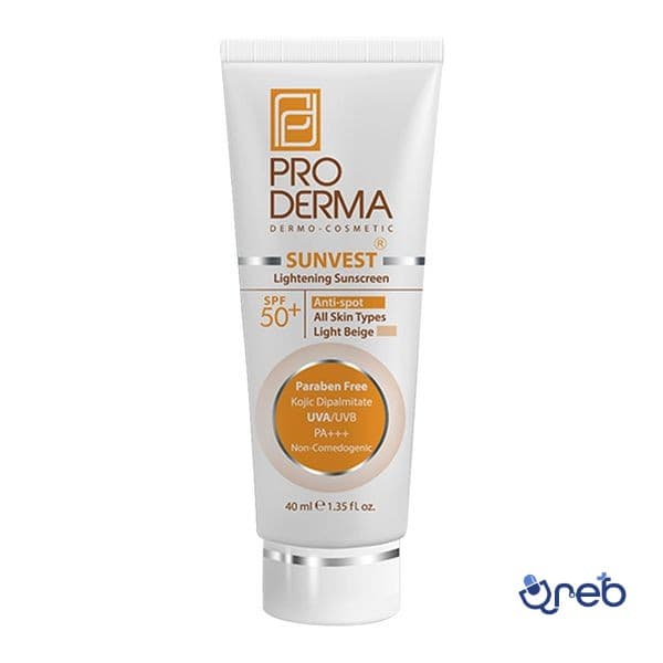 ضد آفتاب ضد لک و روشن کننده +SPF50 بژ روشن پرودرما 40میل