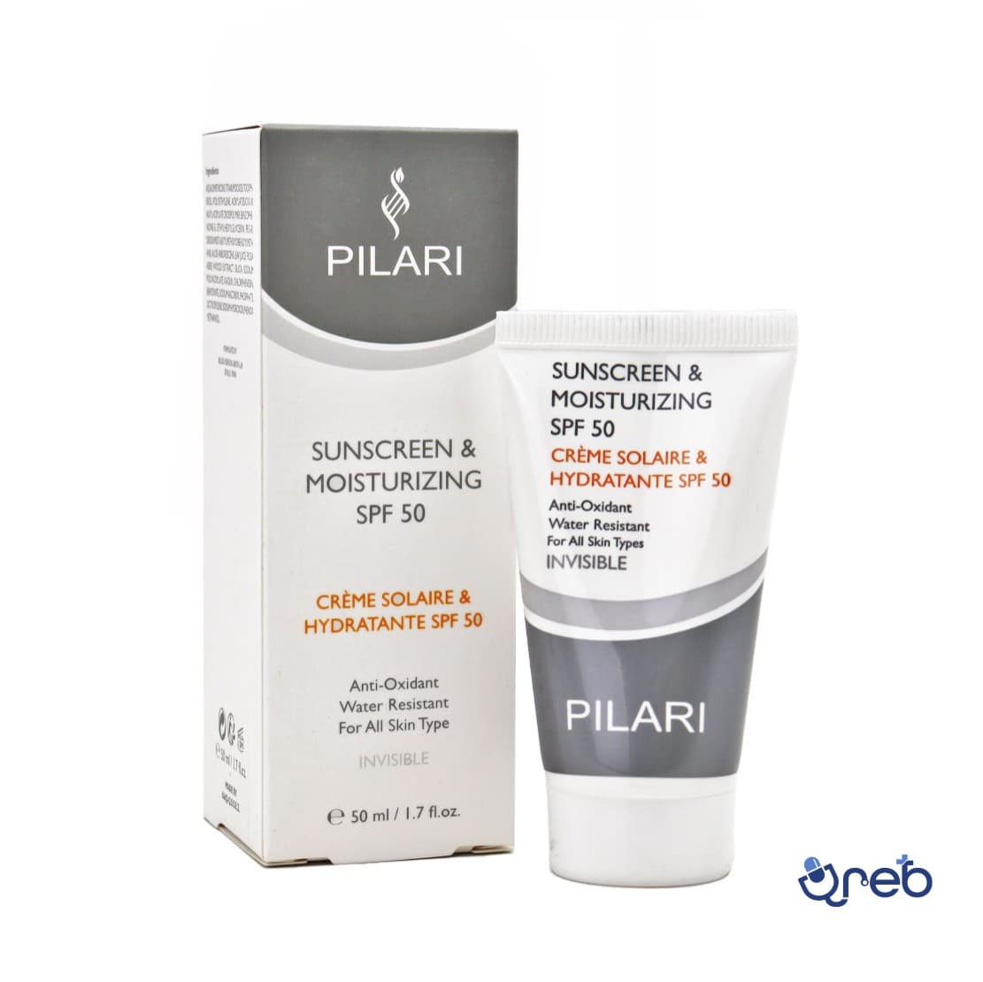 کرم ضد آفتاب بی رنگ پیلاری (SPF50) مناسب انواع پوست 50 میلی لیتر