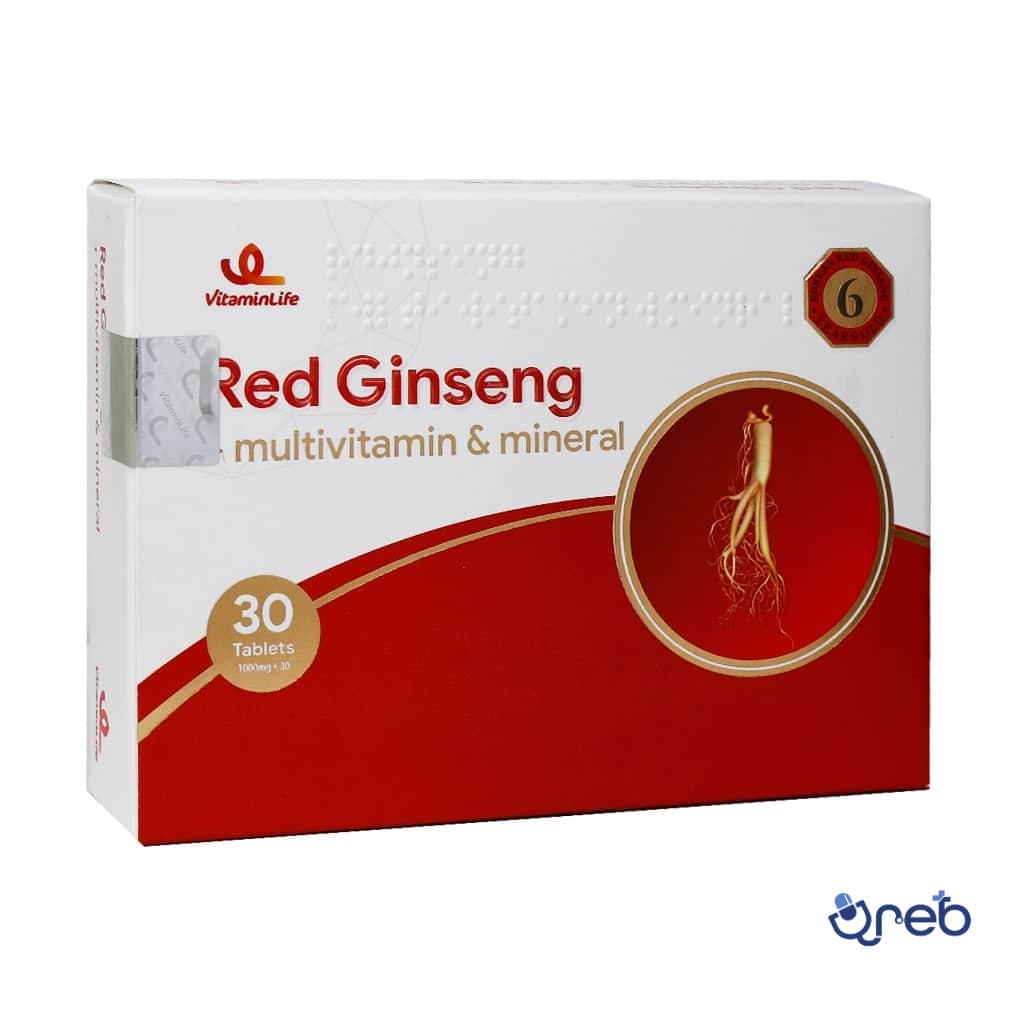 قرص رد جینسینگ پاور مولتی ویتامین و مینرال ویتامین لایف ۳۰ عددی